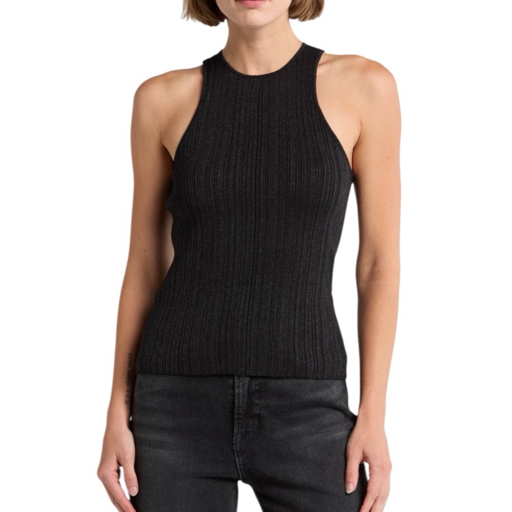 Madewell The Signature Shimmer Knit Ribbed Cutaway Racerback sweater tank top S